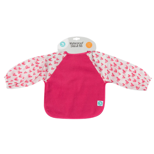 Long Sleeve Bib - Heart Pink