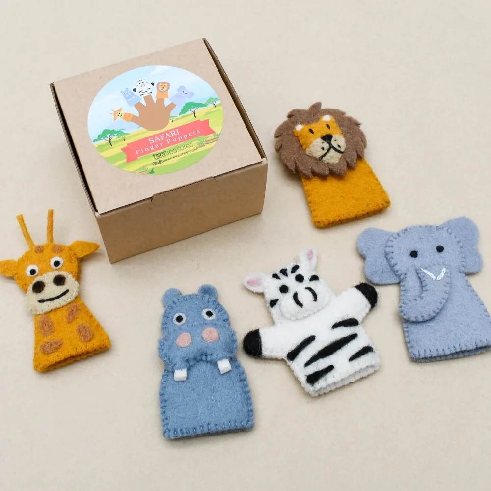 SAFARI ANIMALS, FINGER PUPPET SET