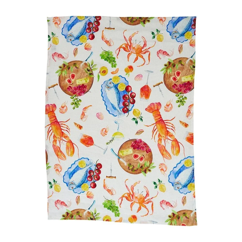 Tea Towel - Linen - Seafood Multi