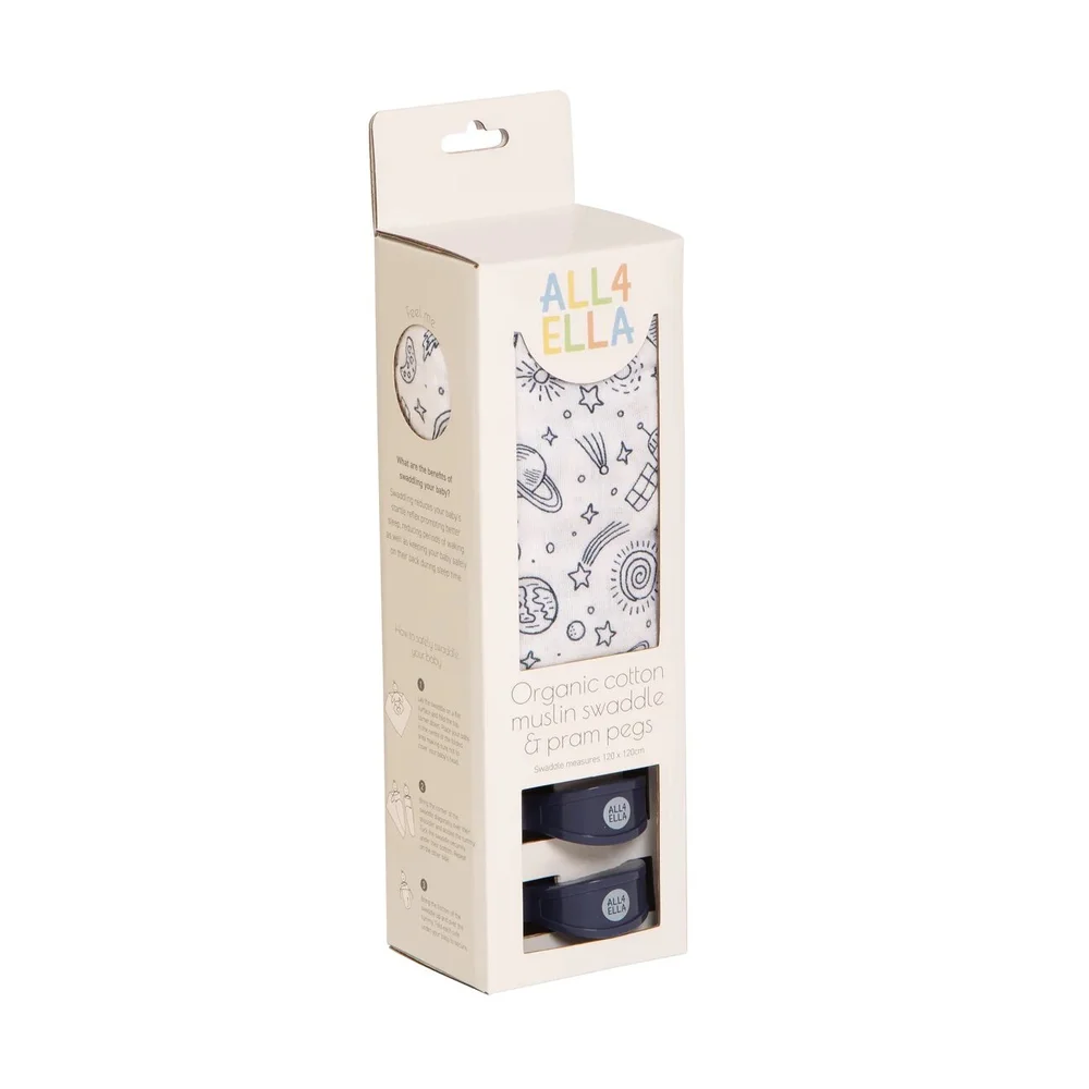 Organic Muslin & 2 Pram Peg Box Set - Outer Space