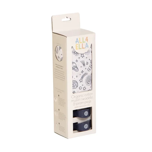 Organic Muslin & 2 Pram Peg Box Set - Outer Space