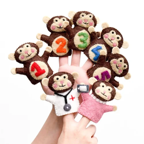 FIVE LITTLE MONKEYS, FINGER PUPPET SET