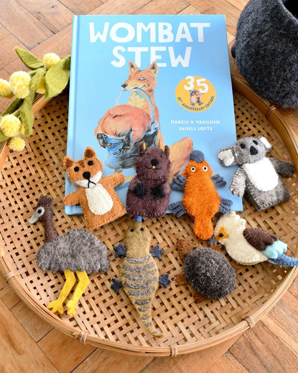 FINGER PUPPETS SET FOR WOMBAT STEW BOOK