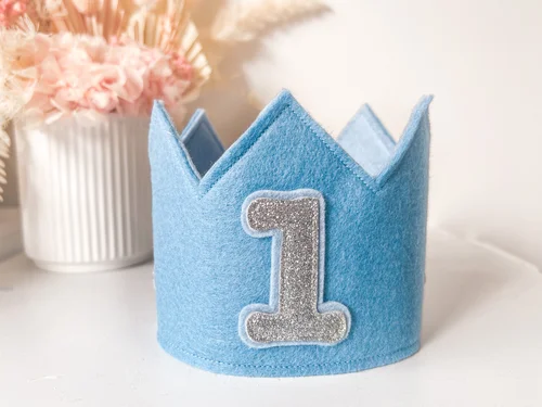 NUMBER 1 FELT CROWN - Baby Blue