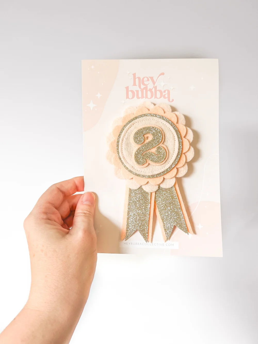 NUMBER 2 FELT ROSETTE - Peach Macaron