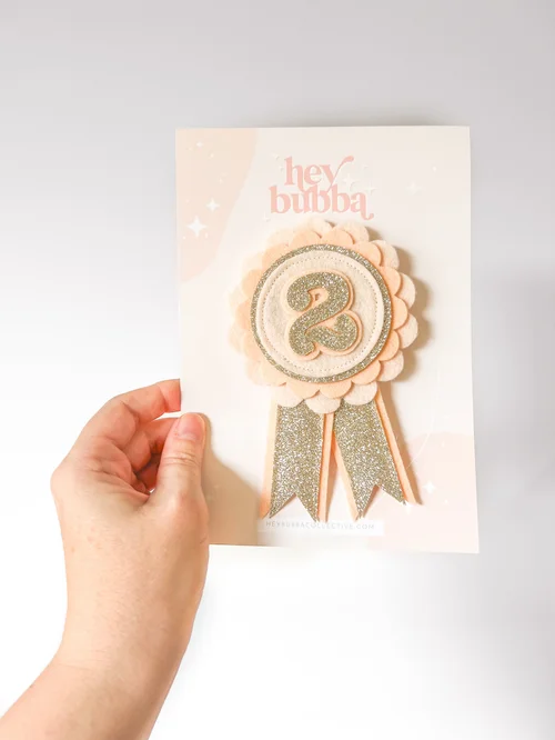 NUMBER 2 FELT ROSETTE - Peach Macaron