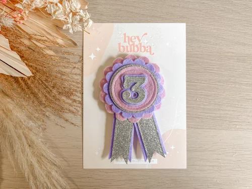 NUMBER 3 FELT ROSETTE - Lilac