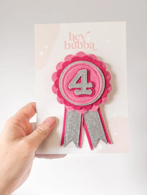 NUMBER 4 FELT ROSETTE - Raspberry Jam
