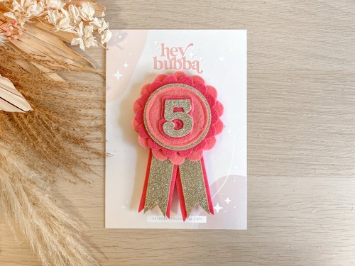 NUMBER 5 FELT ROSETTE - Sherbert