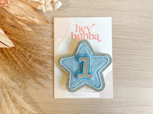 STAR FELT BADGE - #1 - Baby Blue
