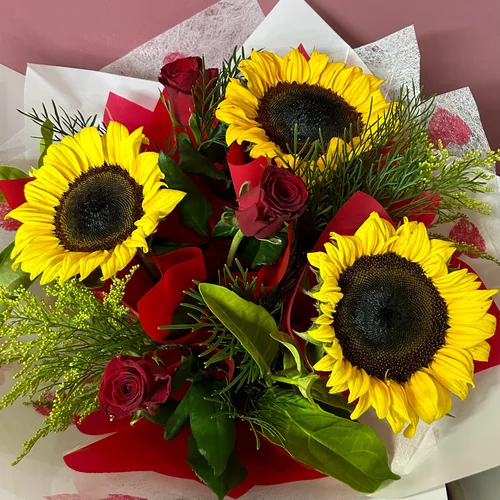 Red Roses and Sunflowers - Winter Pricing