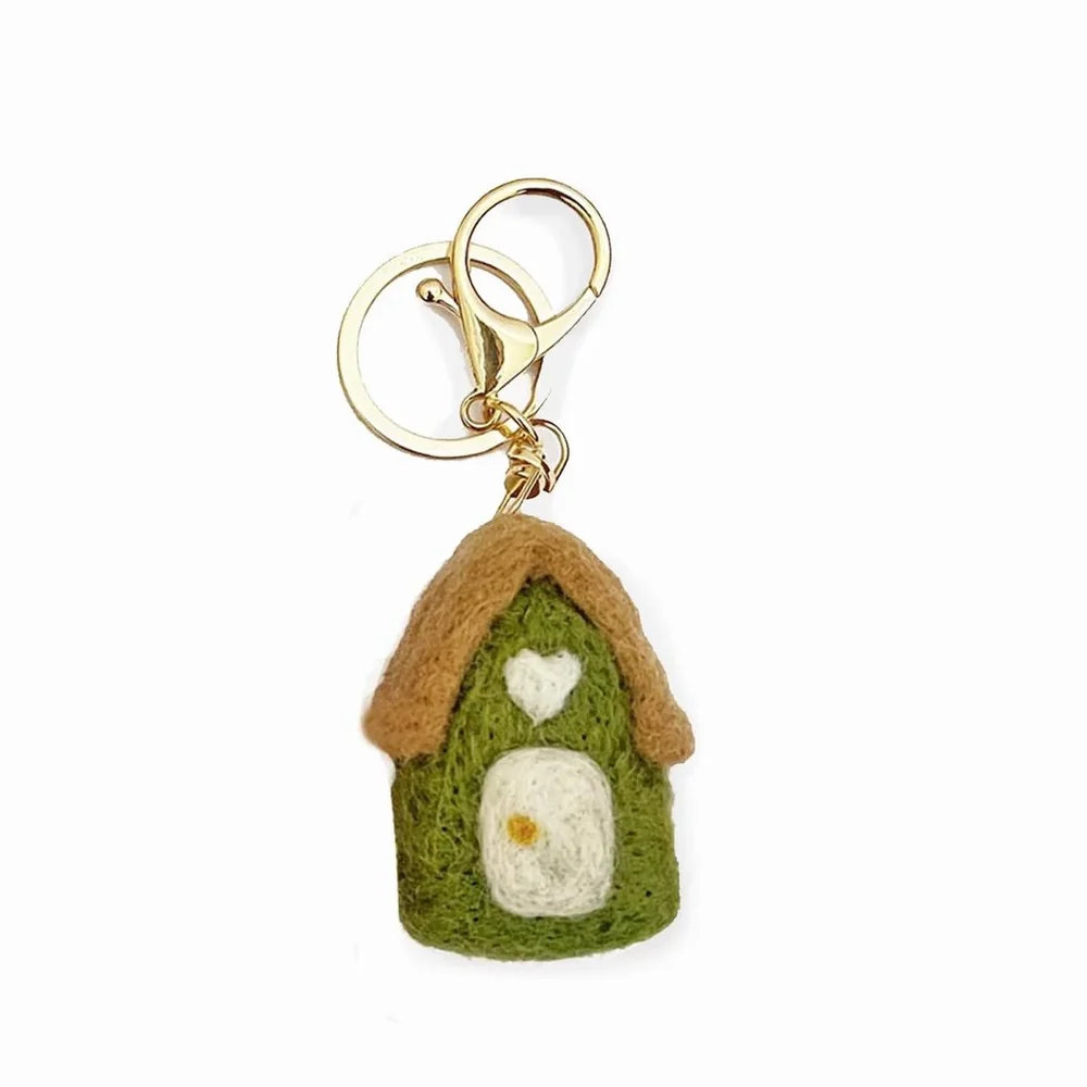 Felt House Keychain - Green
