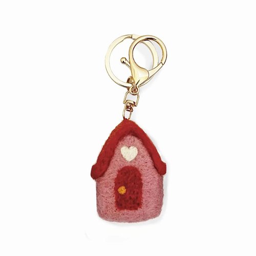 Felt House Keychain - Pink