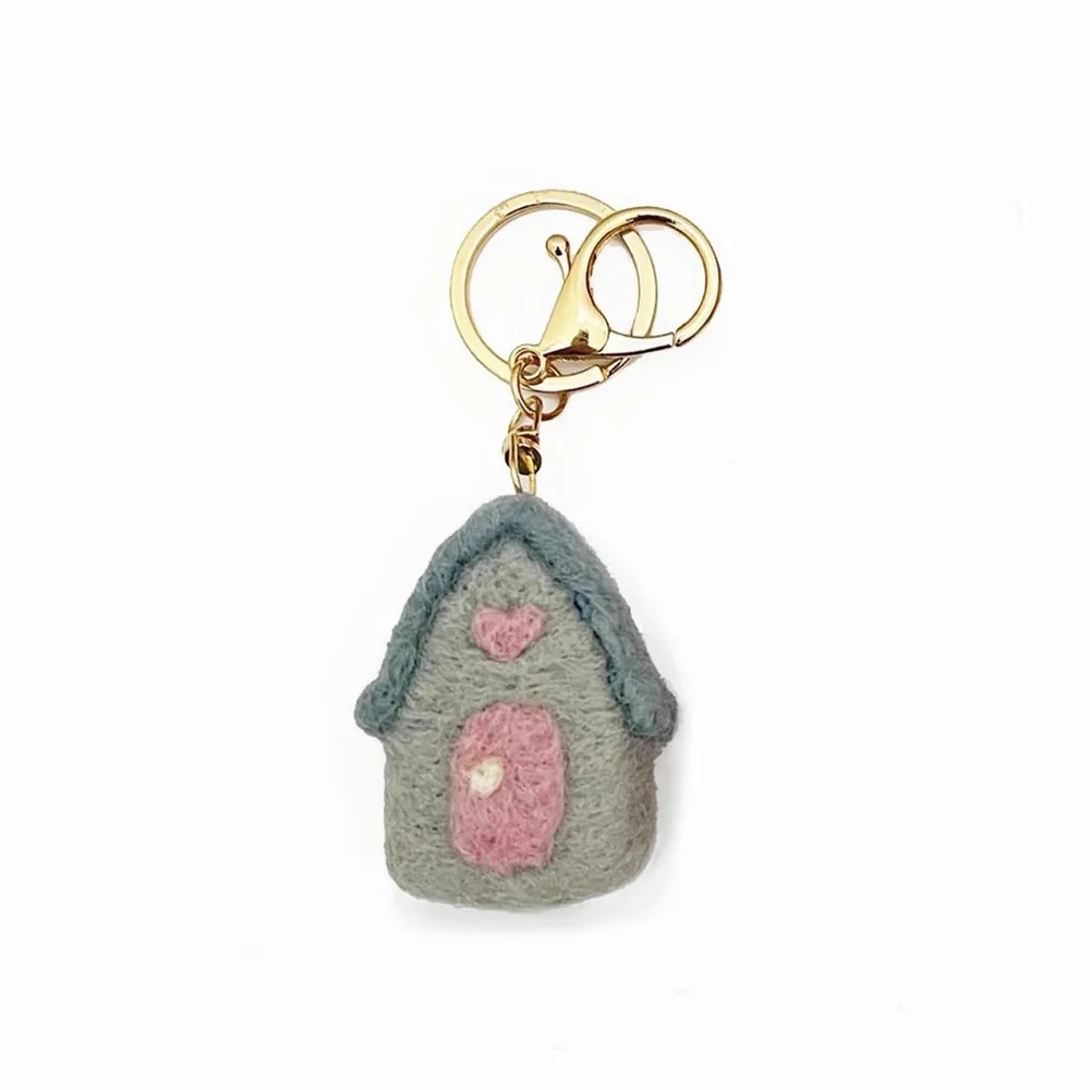 Felt House Keychain - Blue