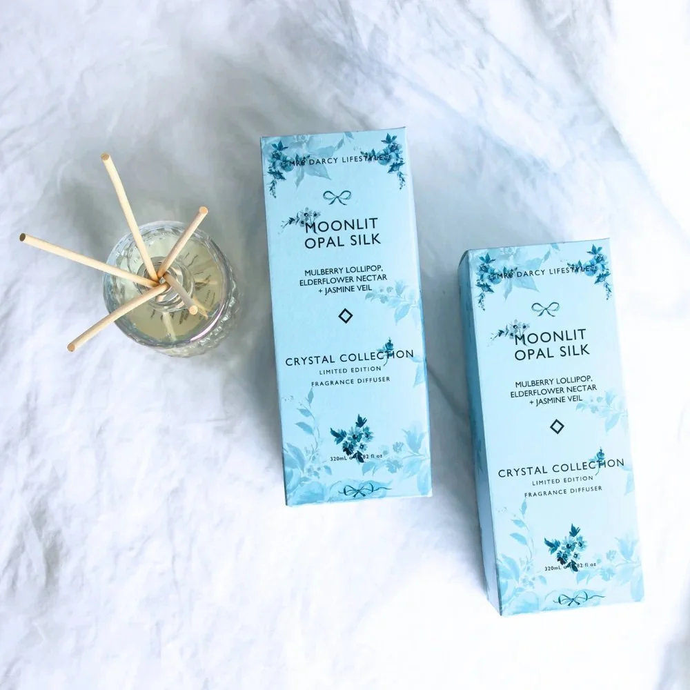 DIFFUSER MOONLIT OPAL SILK - MULBERRY LOLLIPOP, ELDERFLOWER NECTAR + JASMINE VEIL