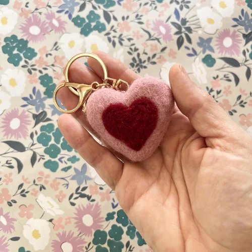 Felt Heart Keychain - Pink