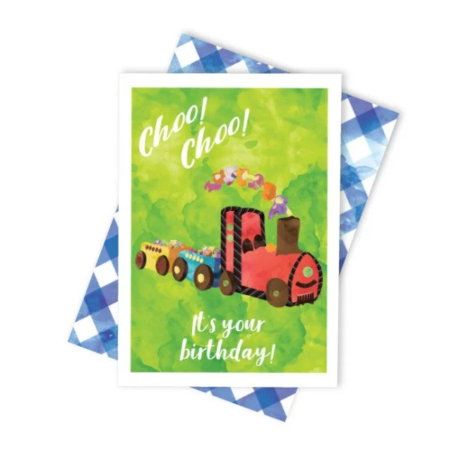 Train Birthday Cake Card