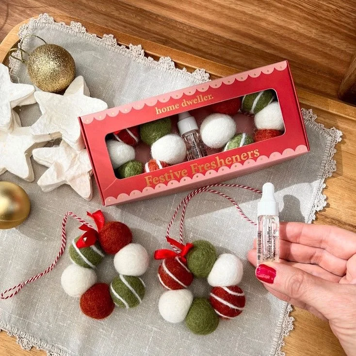 Kicking off our New Arrivals for Christmas 2025, celebrate the season with @home_dweller 
Festive Felt Fresheners beautifully handcrafted felt wreath ornaments designed to bring warmth, scent, and charm to any space. 
Each set includes two reusable