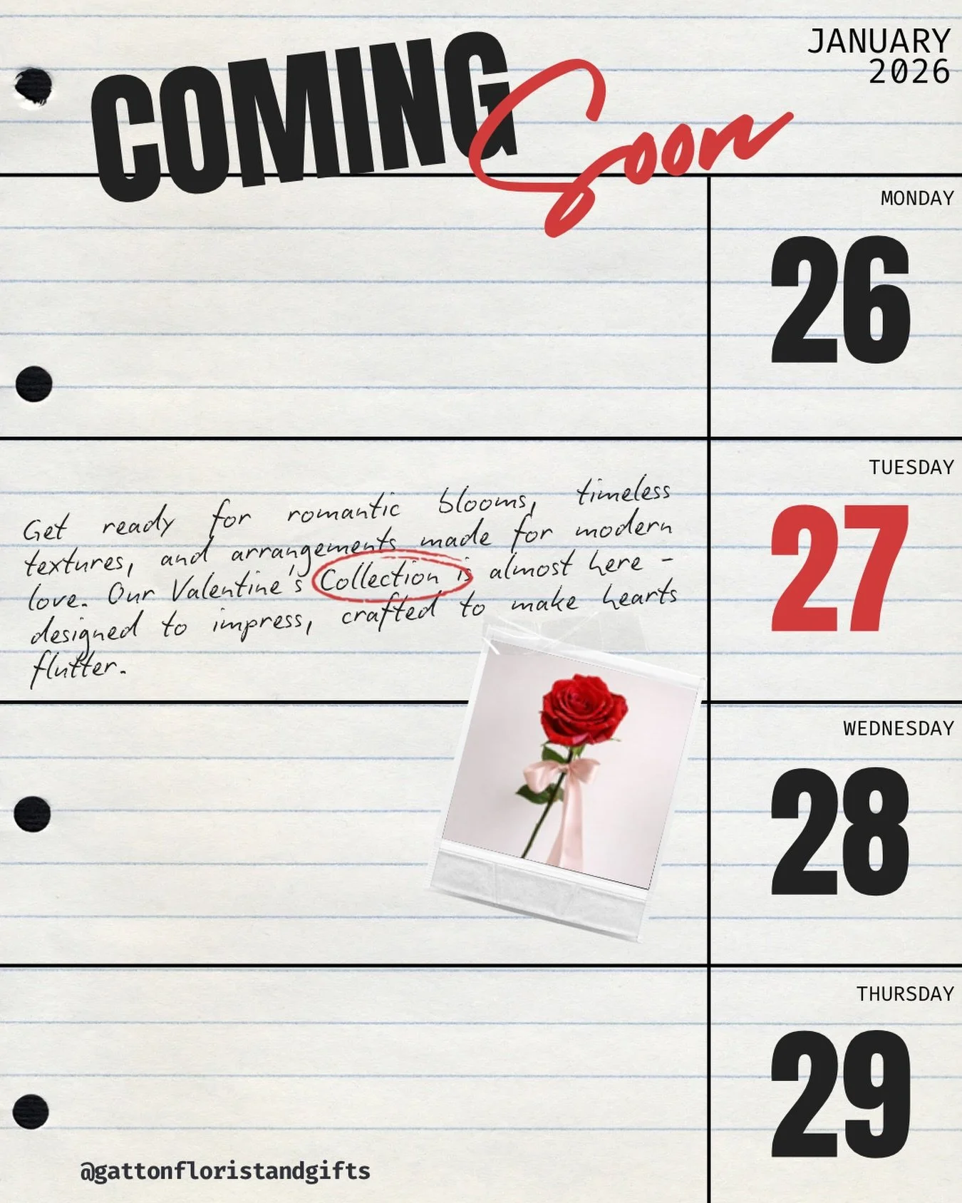 Something romantic is on the way.
Our Valentine&rsquo;s Collection launches Tuesday 27th of January 6.30pm.