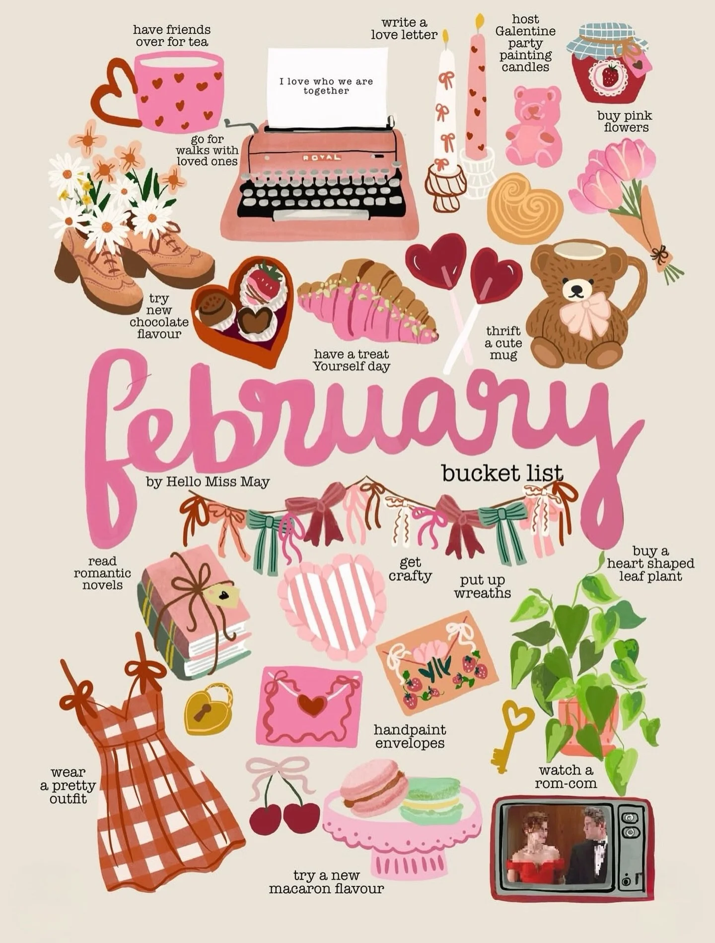It&rsquo;s LOVE month. 🫶
Here&rsquo;s a February bucket list we can get behind 💘

February isn&rsquo;t just about romance &mdash; it&rsquo;s about you, your people and the little things that feel good 💗
Self-love, Galentines, pink blooms and sweet