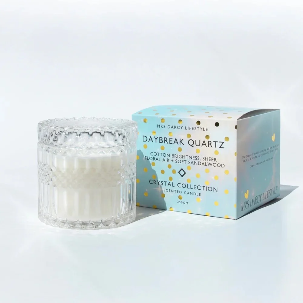 CANDLE DAYBREAK QUARTZ - COTTON BRIGHTNESS, SHEER FLORAL AIR + SOFT SANDALWOOD