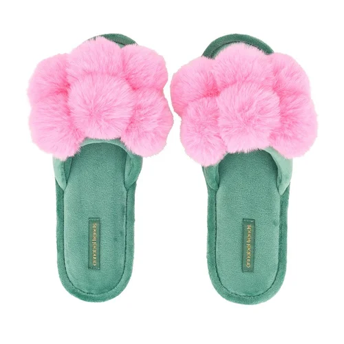 Pom Pom Slippers - Cosy Luxe - Candy Green - S/M