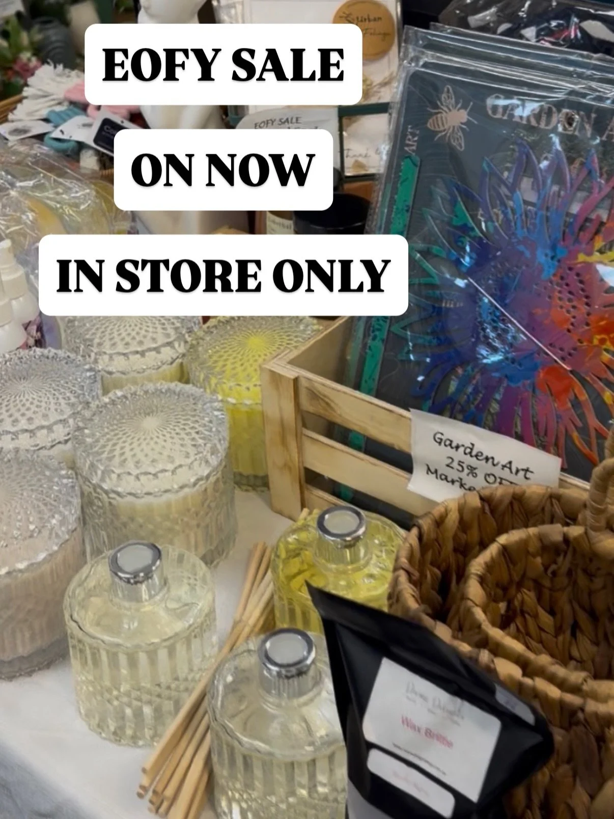 Happy Saturday Flower Lovers
Open 8.30-12 today. 

EOFY SALE is here and it&rsquo;s too good to miss.
Gifts and Kids Gifts, Candles, Diffusers, Pots and so much more &mdash; all at special end of financial year prices for a limited time only.

The pe
