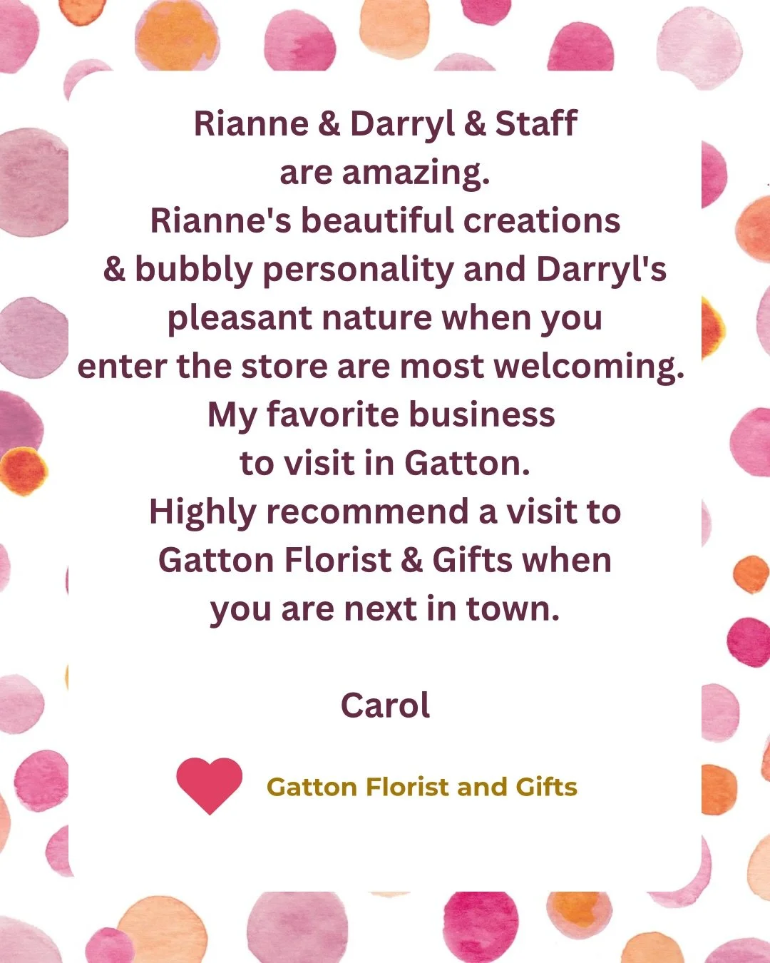 Did you know that when you purchase from us, our Square system gives you the option to leave a review?

We absolutely love reading your feedback and hearing about your experience. Every review means so much to our small business.

Thank you,
Ri and G