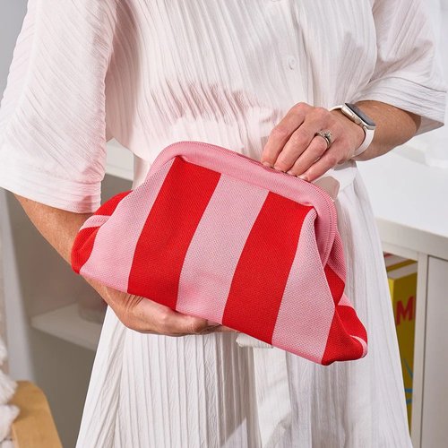 Dumpling Clutch - Pink and Red