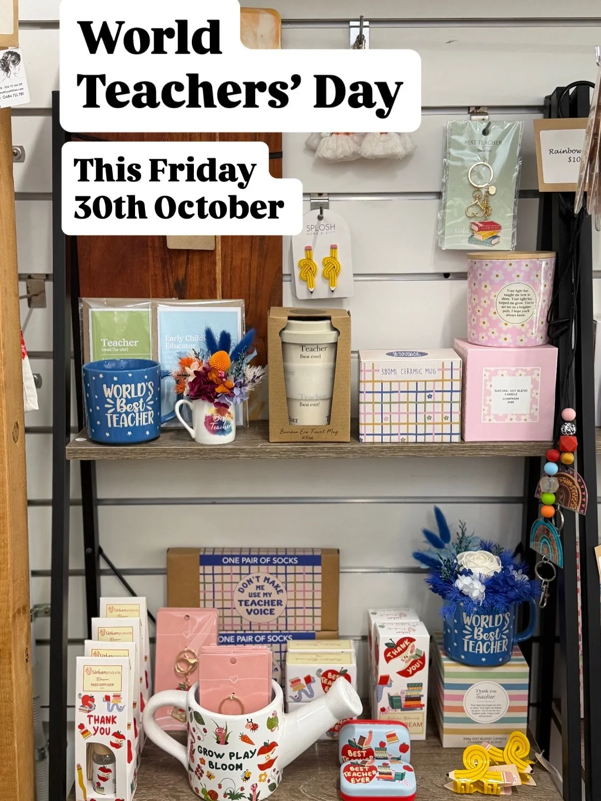🍎 👩&zwj;🏫 WORLD TEACHERS&rsquo;
DAY | THIS FRIDAY, 30 OCTOBER!

Teachers deserve a little something special, and we&rsquo;ve got all the goodies to help you say THANK YOU!

From fresh and preserved blooms, earrings, candles and coffee mugs to warm