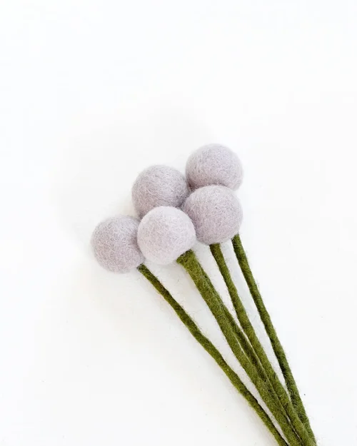 FELT LIGHT PURPLE BILLY BUTTONS - SET OF 5 STEMS