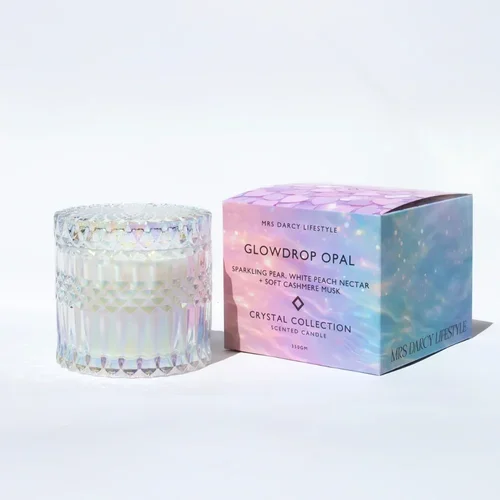 CANDLE GLOWDROP OPAL - SPARKLING PEAR, WHITE PEACH NECTAR + SOFT CASHMERE MUSK