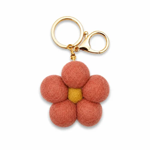 Felt Flower Keychain - Rust