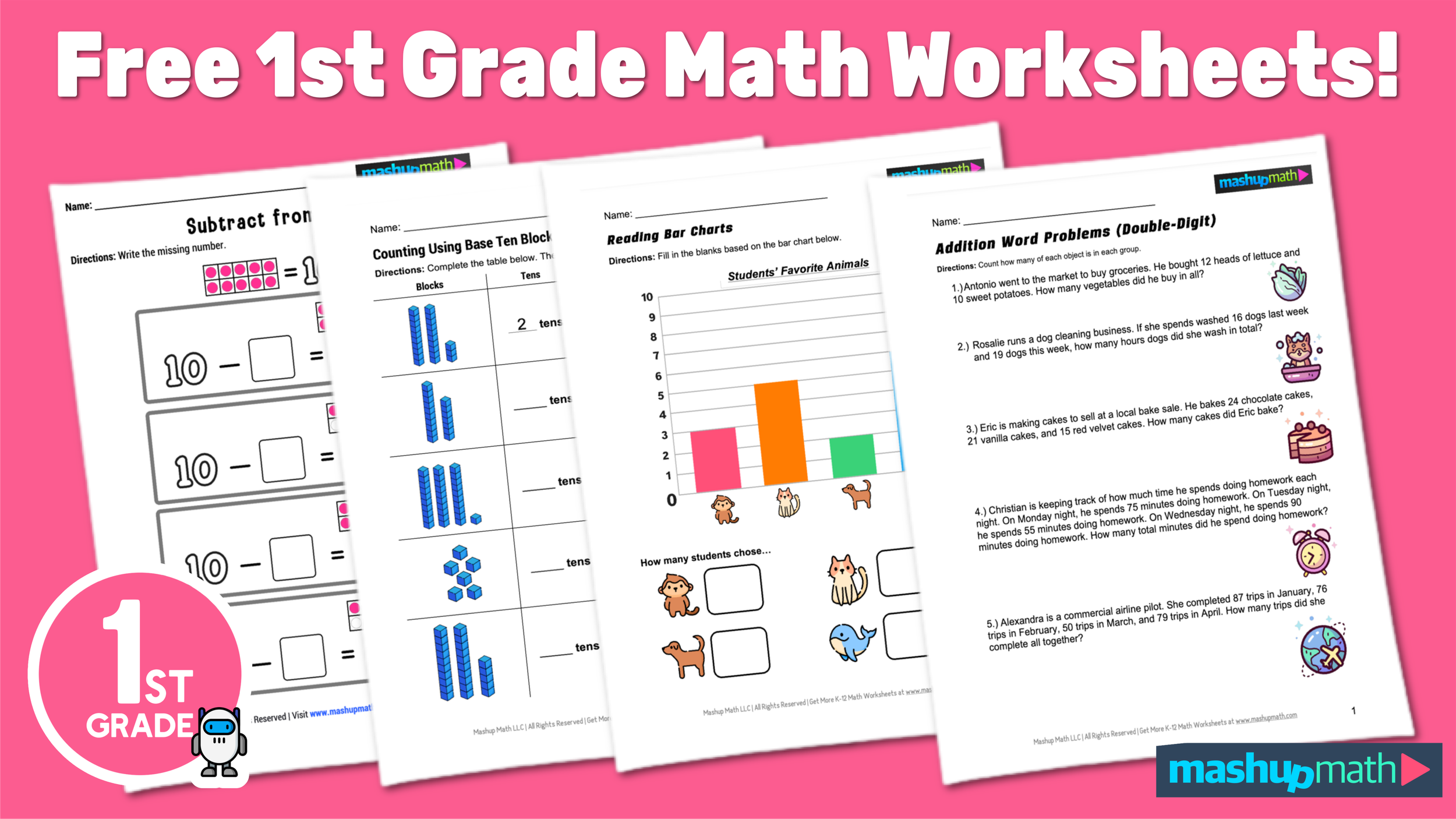 problem solving worksheets 1st grade