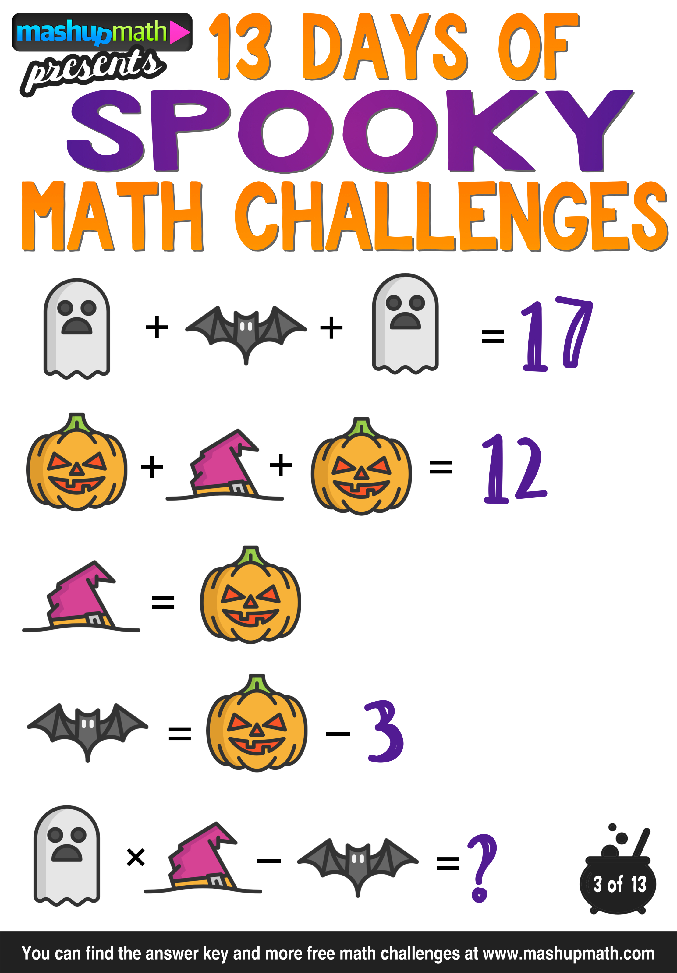 Halloween Potions Math Game (Free Printable for Kids) - Taming