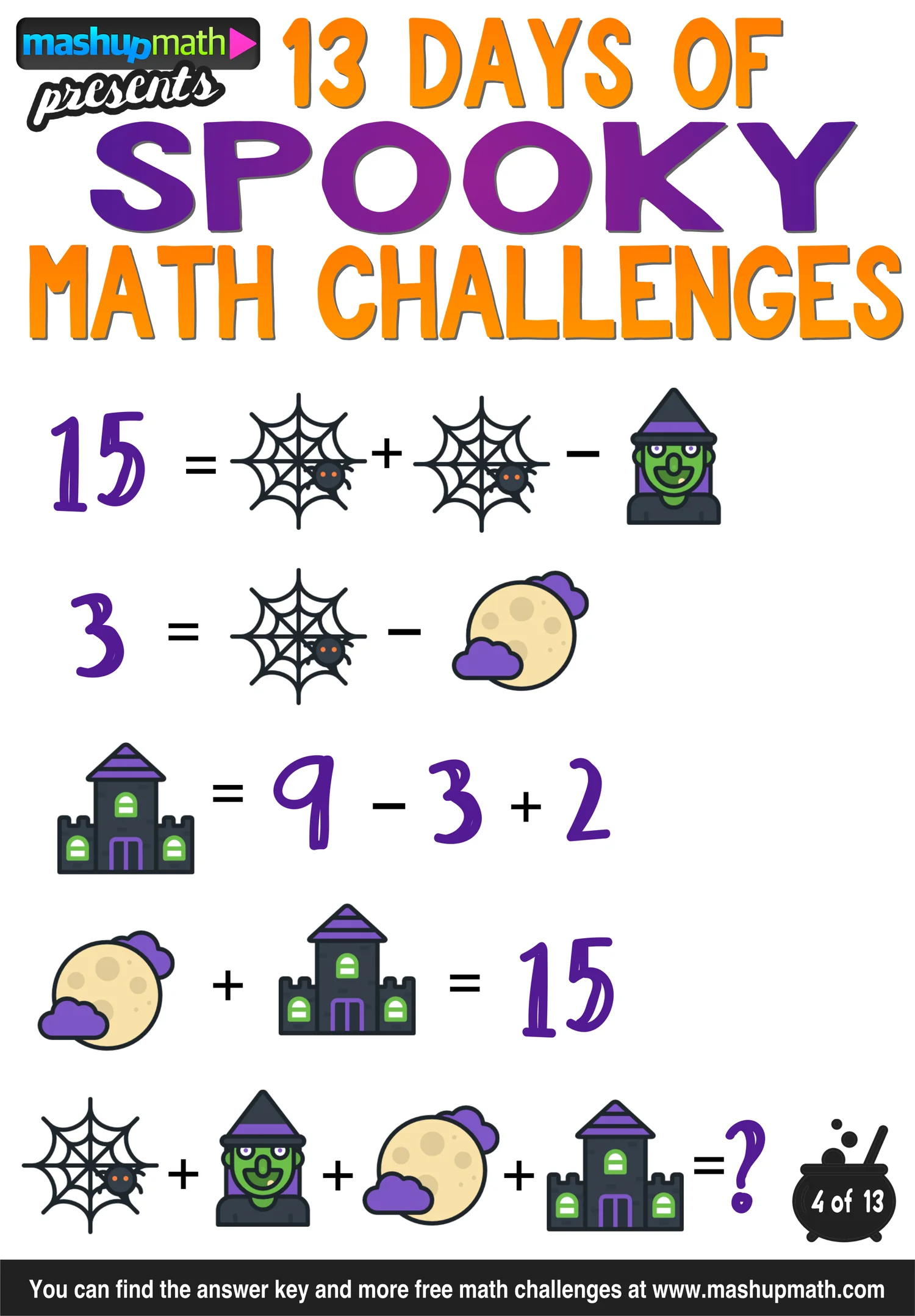Halloween Math: 13 Days of Spooky Math Challenges for Grades 1-8 ...