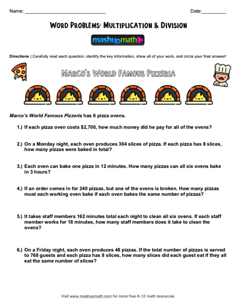 4th Grade Math Word Problems Free Worksheets With Answers Mashup Math