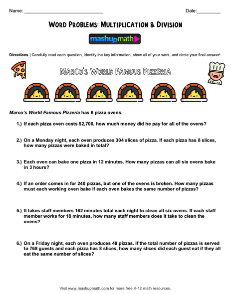  4th Grade Math Word Problems Free Worksheets With Answers Mashup Math