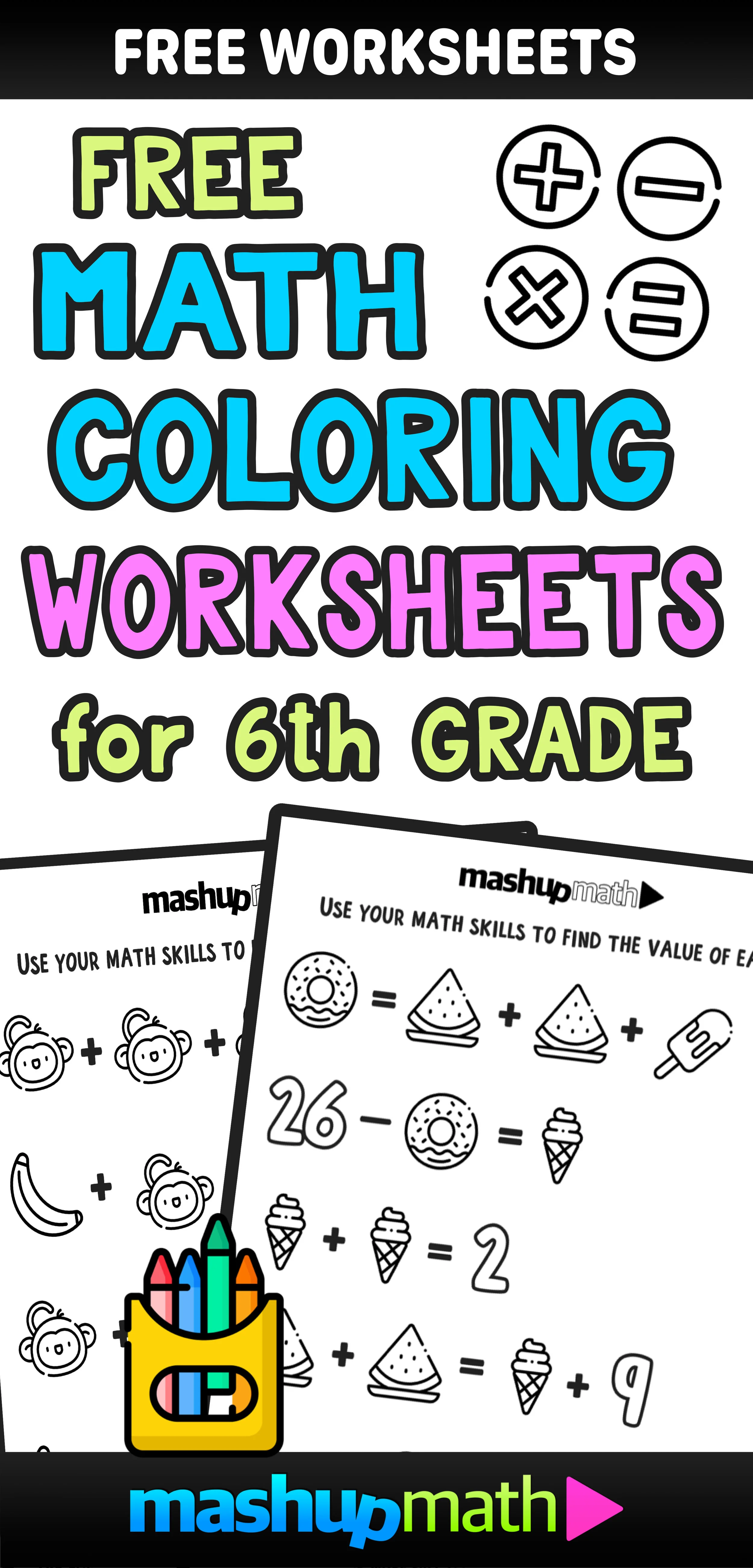 Free Math Coloring Worksheets For 5th And 6th Grade Mashup Math
