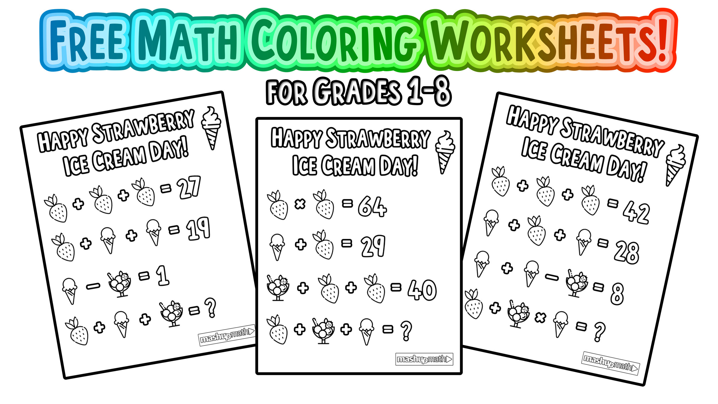 Free Math Coloring Pages and Worksheets for Grades 1-8