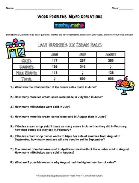 5Th Grade Math Word Problems: Free Worksheets With Answers — Mashup Math