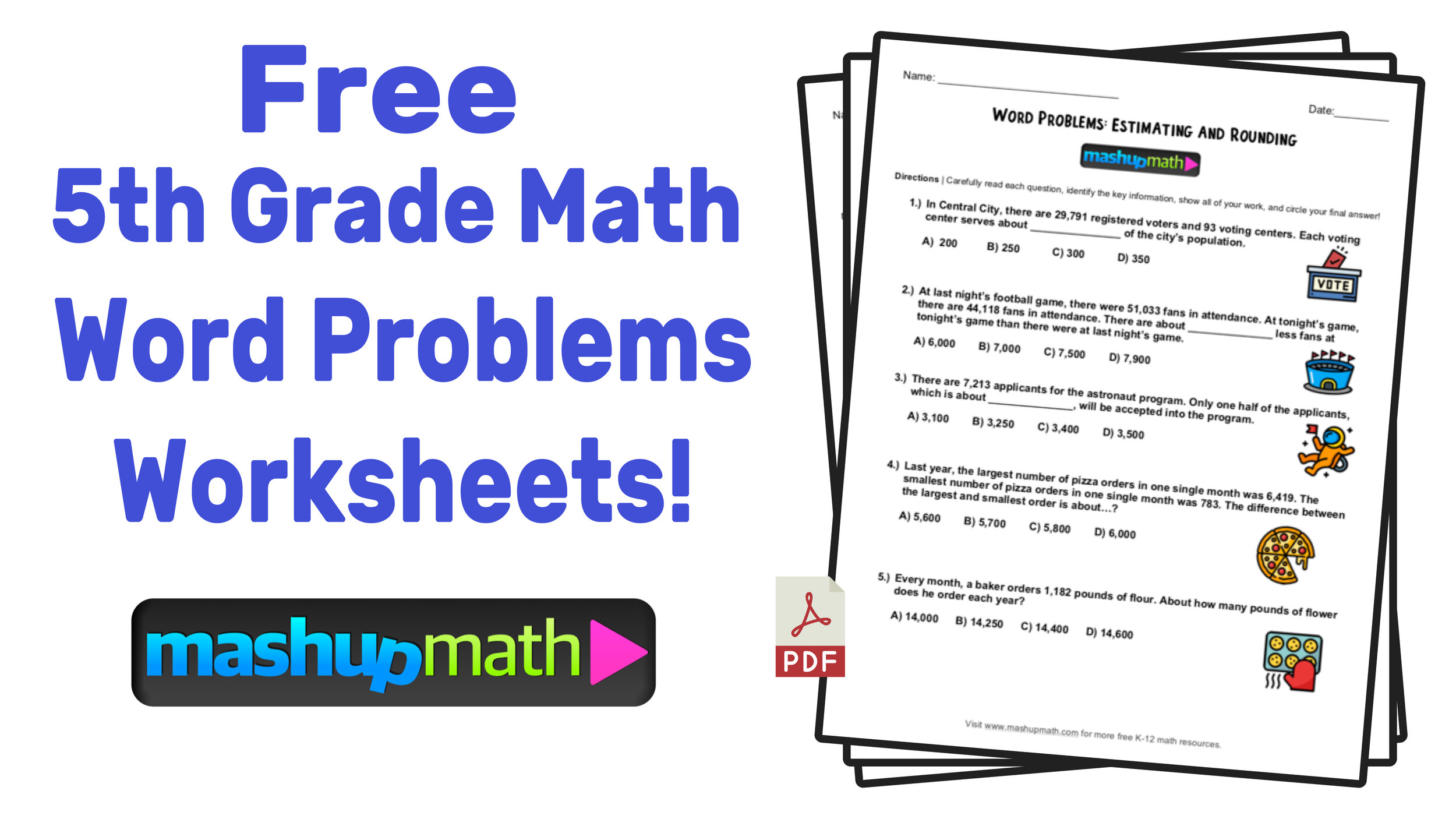 5Th Grade Math Word Problems: Free Worksheets With Answers — Mashup Math