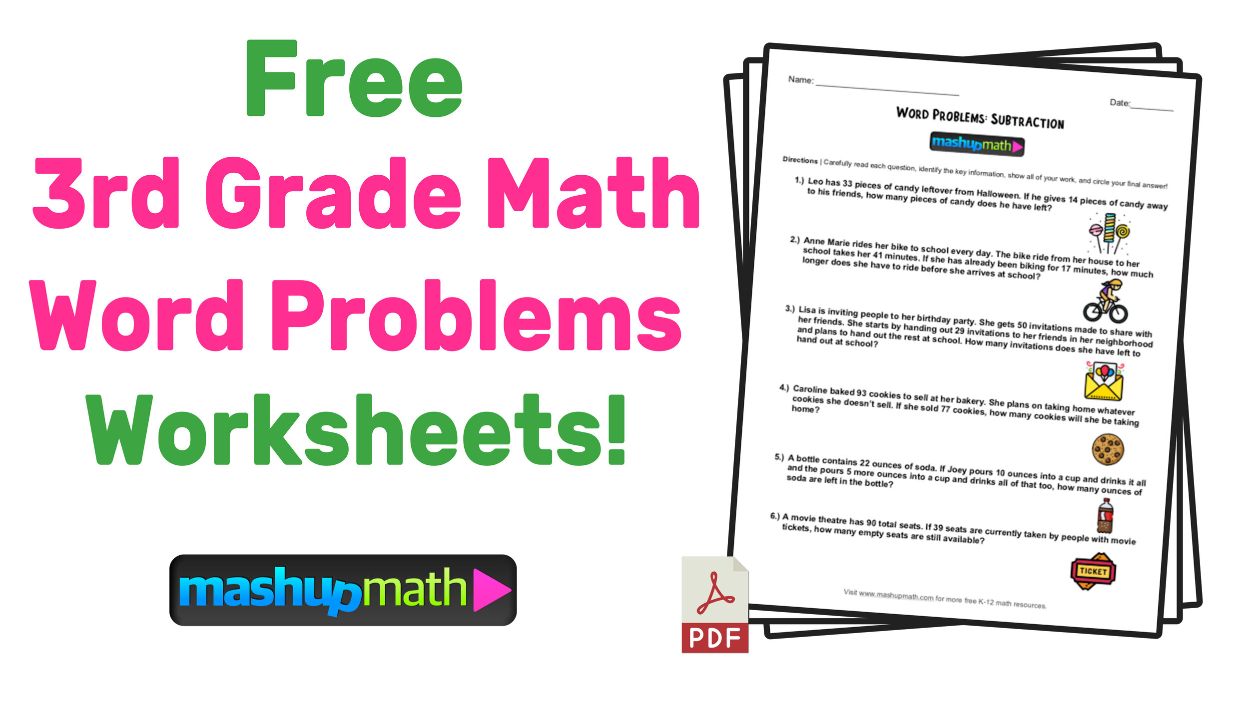 3rd grade math word problems free worksheets with answers mashup math