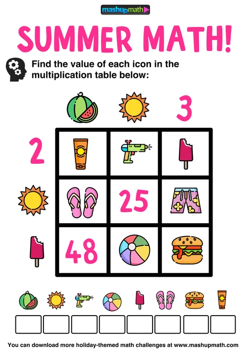can your students solve these summer math puzzles mashup math