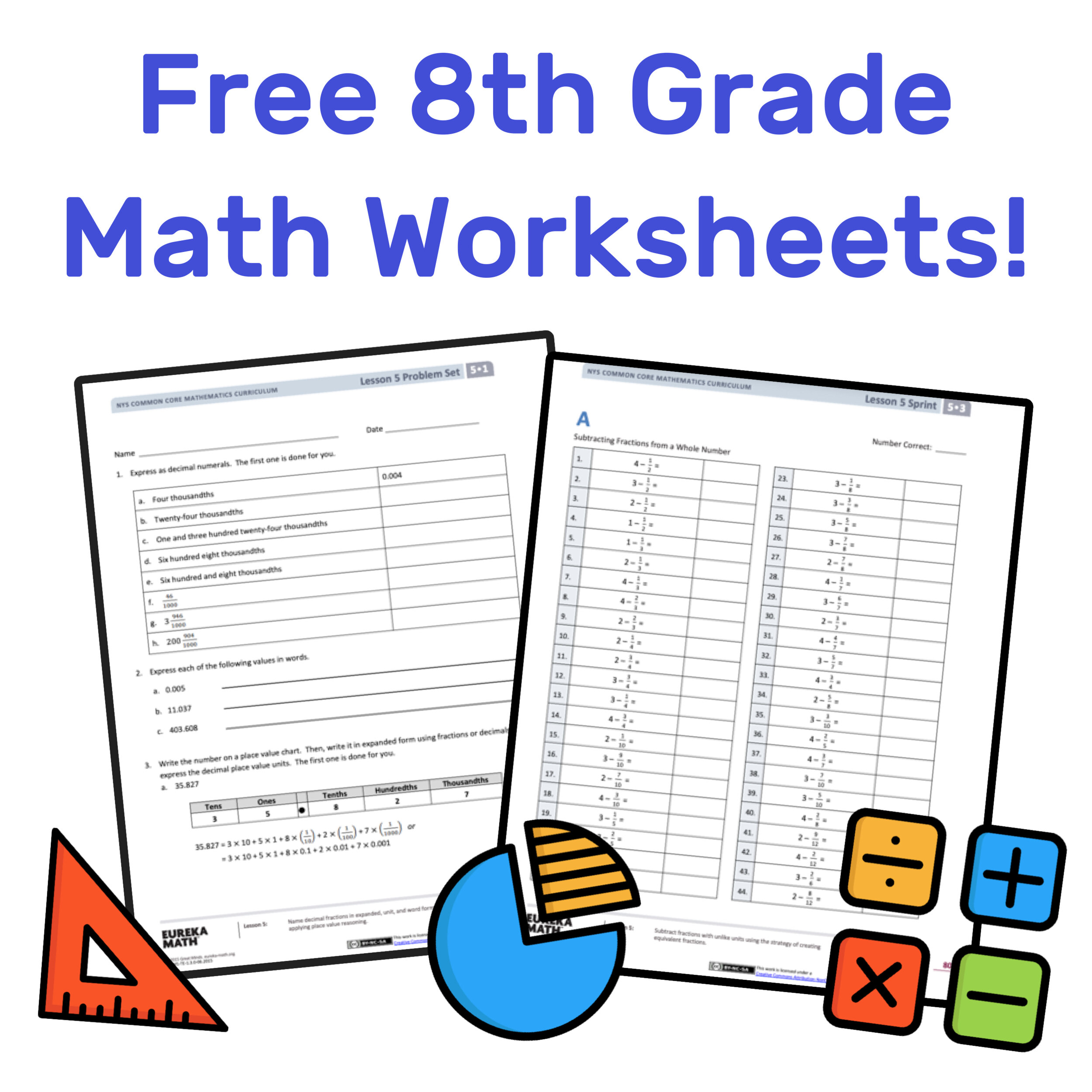 free math worksheets 8th grade