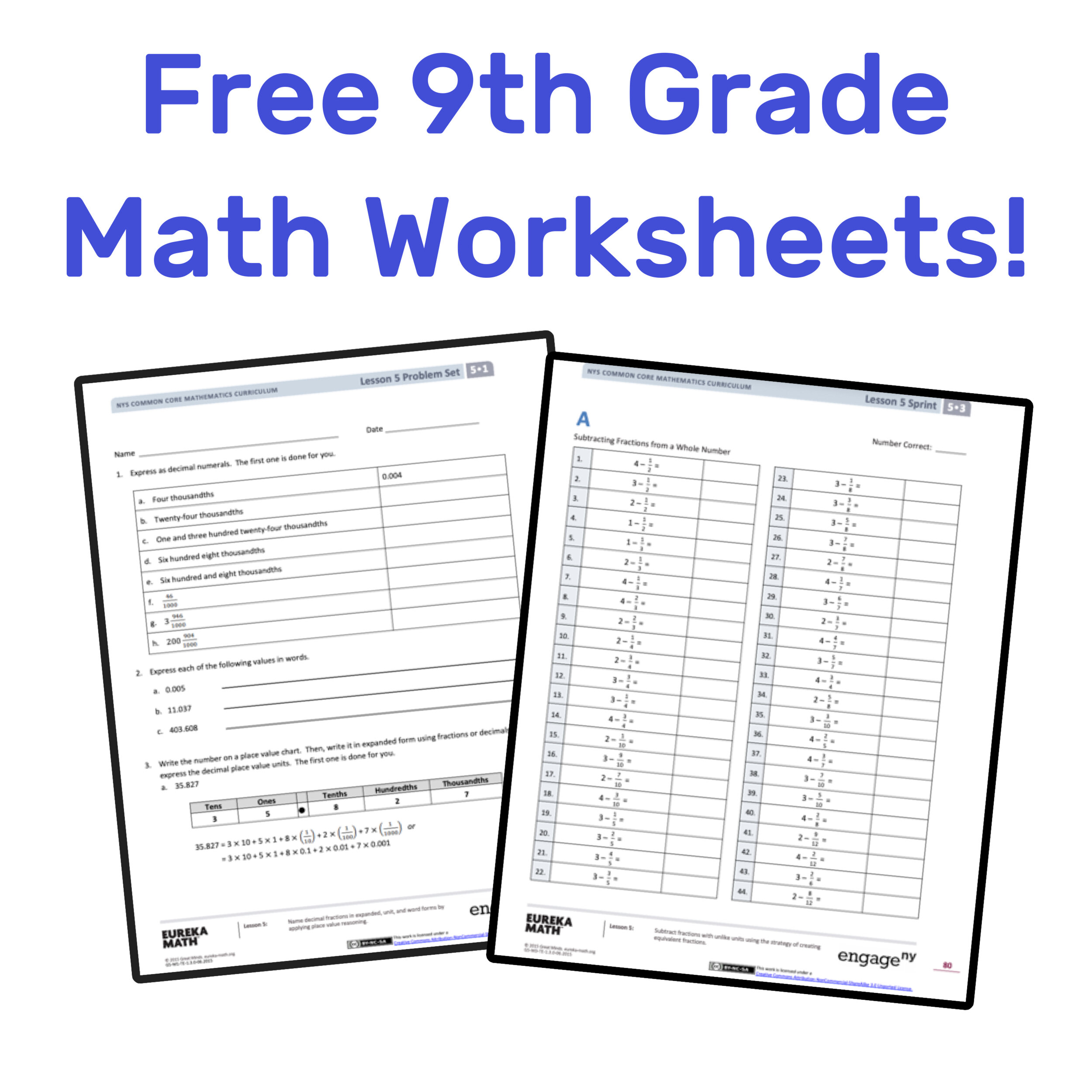 Math Homework Help 9th Grade 9th Grade Math Worksheets Printables