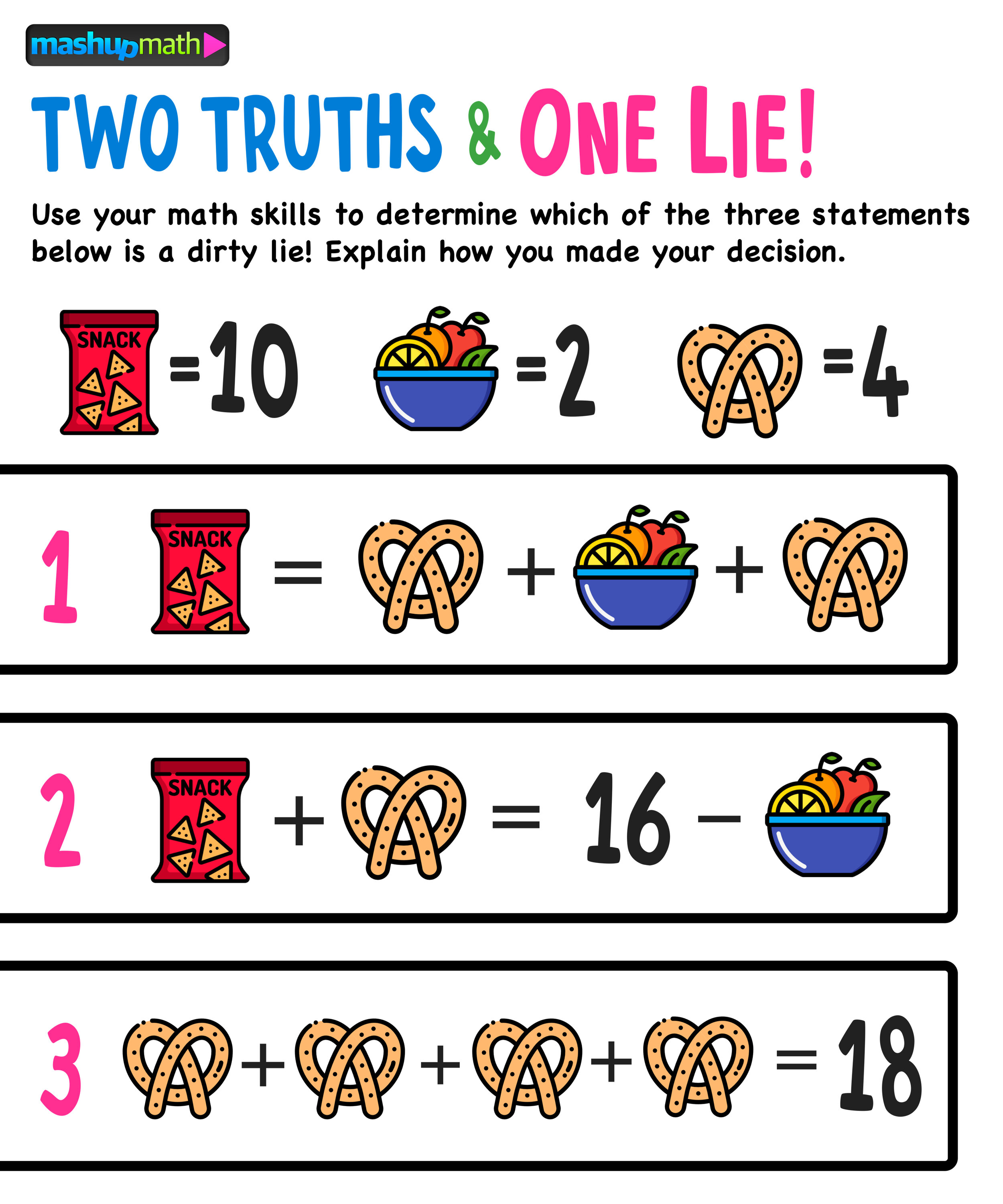 Free Math Activities To Celebrate Snack Food Month Grades 3 8 Mashup Math
