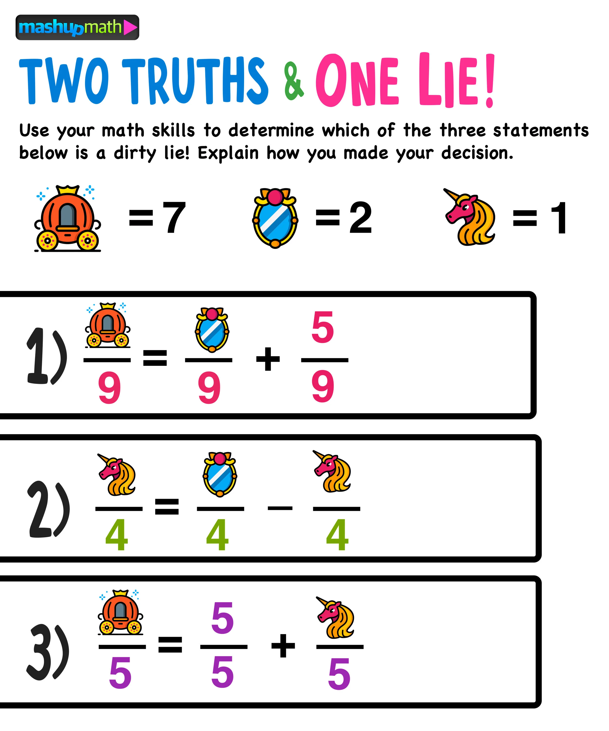 Free Fairy Tale Math Activities For Grades 3 8 Mashup Math