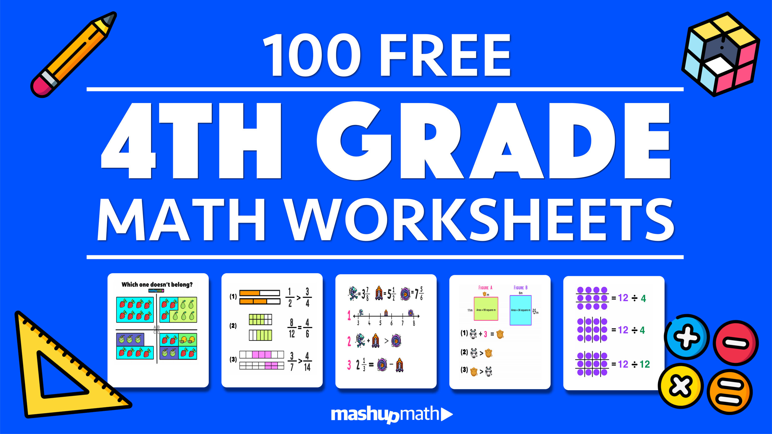 100 Free 4th Grade Math Worksheets with Answers