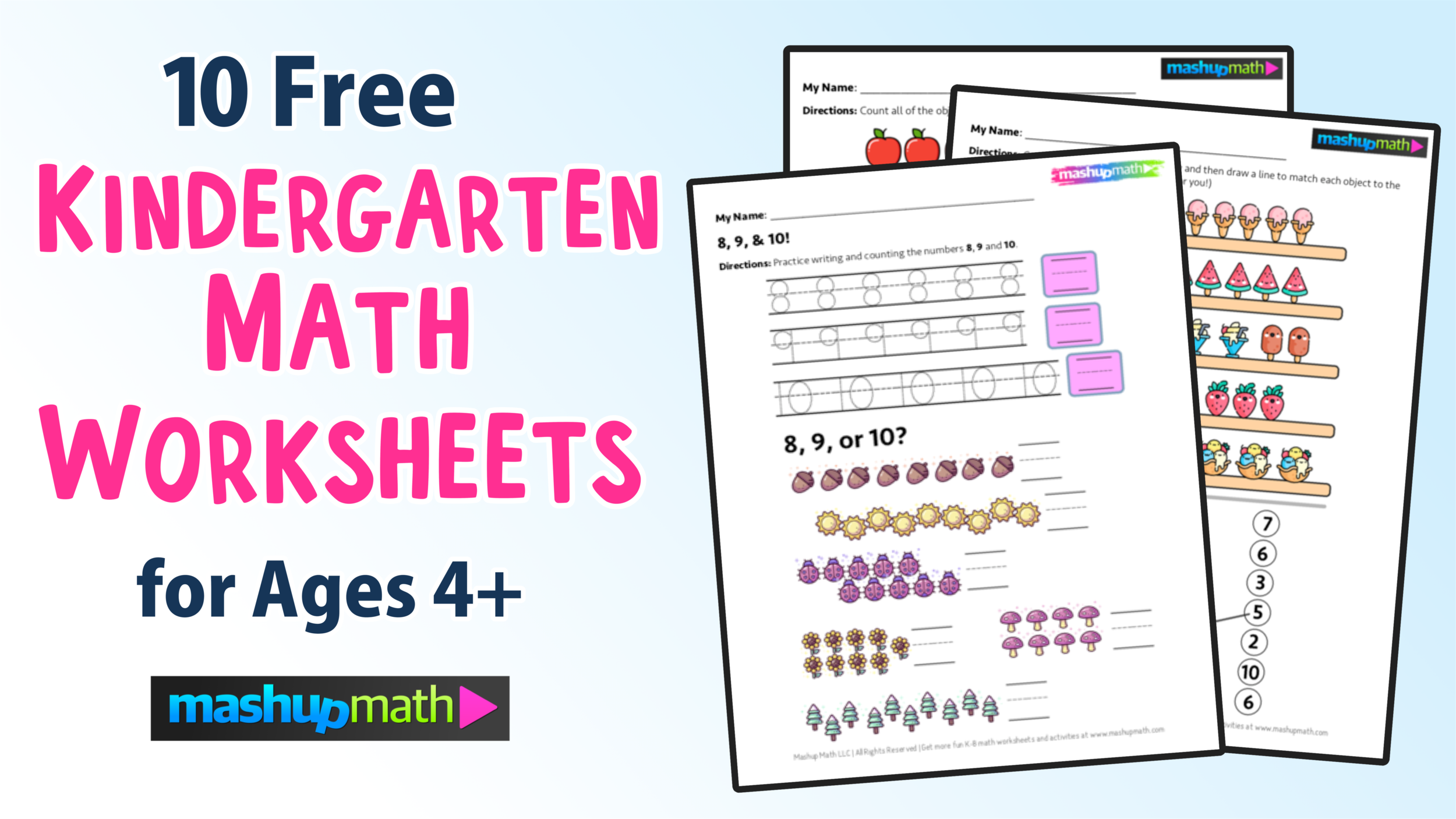11 Free Kindergarten Math Worksheets (PDF Downloads) — Mashup Math Regarding Kindergarten Math Worksheet Pdf